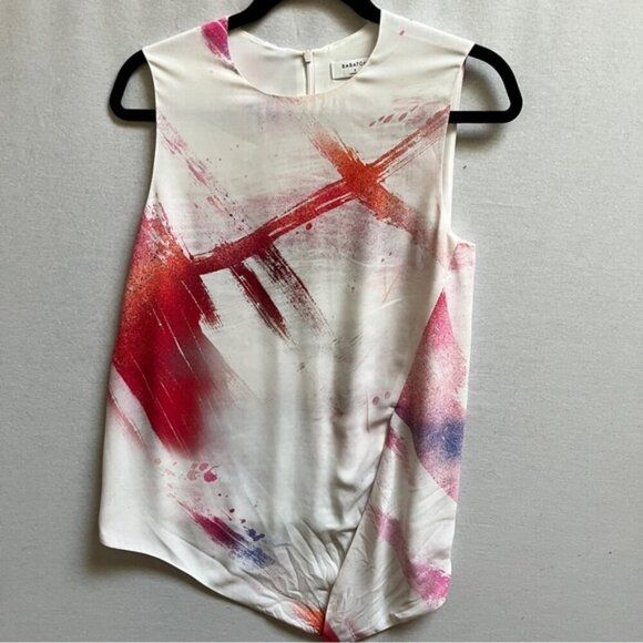 Babaton Aritzia Hopkins Paint Brush Effect Sleeveless Blouse Sz S - Picture 3 of 10